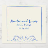 タイムレス手書きスワンイラストレーション結婚ズ スパークリングワインラベル (シングルラベル)