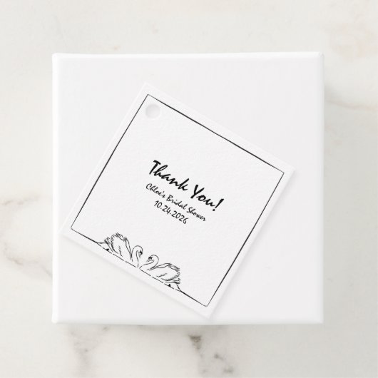 タイムレス手書きスワンブライダルシャワーありがとう フェイバータグ (インサイチュ)