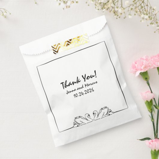 タイムレス手書きスワンブライダルシャワーありがとう フェイバーバッグ (封をした状態)