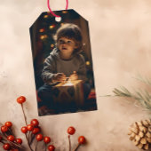 タイムレス暗い石板グレイのクリスマスフォトギフトラベル ギフトタグ