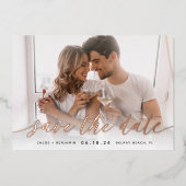 タイムレス書道の写真の保存日付 箔招待状 (正面)