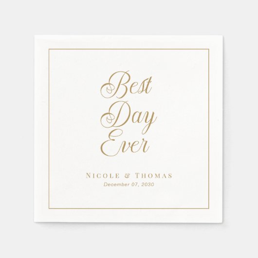タイムレス最高のデー常に金ゴールドアントエレガントな結婚式 スタンダードカクテルナプキン (正面)