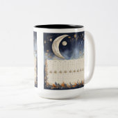 タイムレス月相アトラス – レトロ天文学カレンダー ツートーンマグカップ (正面右)