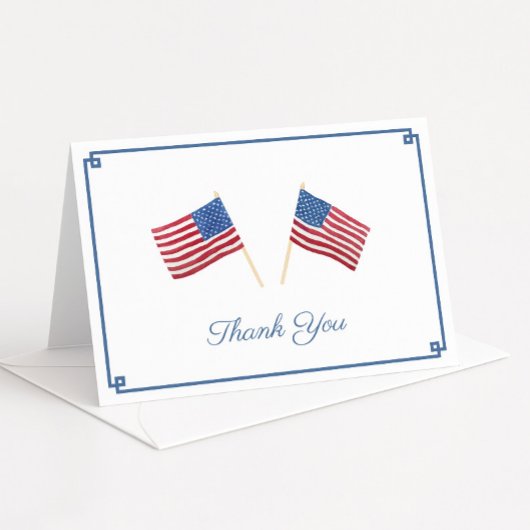 タイムレス水彩アメリカ国旗パーソナライズされた サンキューカード