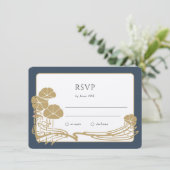 タイムレス海軍と金ゴールド植物学RSVPカード 招待状 (スタンド正面)