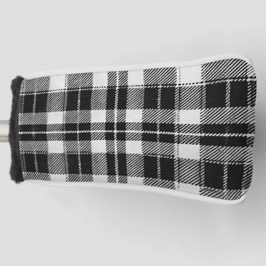 タイムレス白黒の格子模様 ゴルフヘッドカバー (正面)