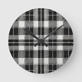 タイムレス白黒の格子模様 ラウンド壁時計