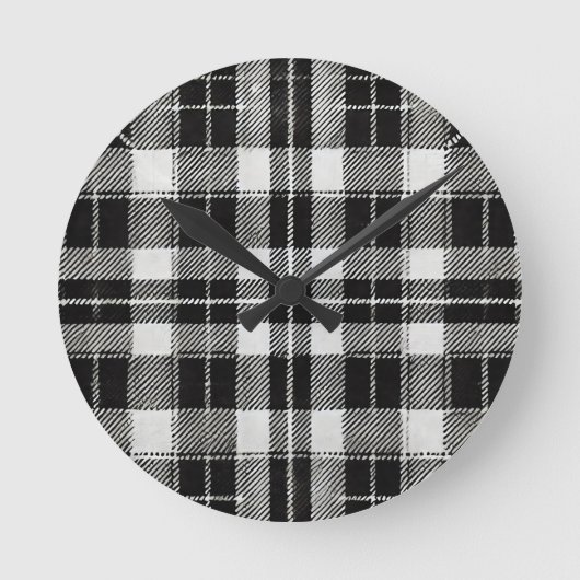 タイムレス白黒の格子模様 ラウンド壁時計 (正面)