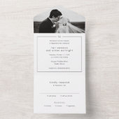 タイムレス白黒モノグラムモダン結婚ズ オールインワン招待状 (内側)