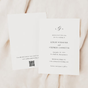 タイムレス白黒QRコードエレガントな結婚式 セーブザデート