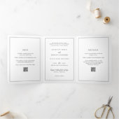 タイムレス白黒QRコードエレガントな結婚式 三つ折り招待状 (内部)