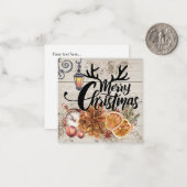 タイムレス素朴な農家ウッドトナカイのクリスマス ノートカード (正面/裏面インサイチュ)