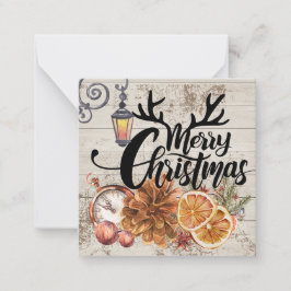 タイムレス素朴な農家ウッドトナカイのクリスマス ノートカード