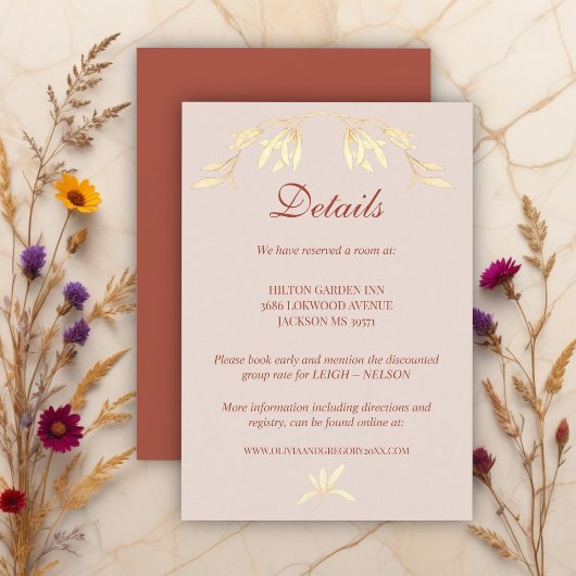 タイムレス素朴フローラ結婚の詳細 エンクロージャーカード