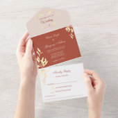 タイムレス素朴フローラ結婚 オールインワン招待状 (貼ってはがせる)