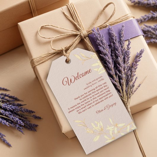 タイムレス素朴フローラ結婚 ギフトタグ