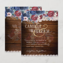 タイムレス素朴ブルーブルゴーニュフローラレース結婚ズ