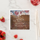 タイムレス素朴ブルーブルゴーニュフローラレース結婚ズ スタンダードカクテルナプキン (インサイチュ)