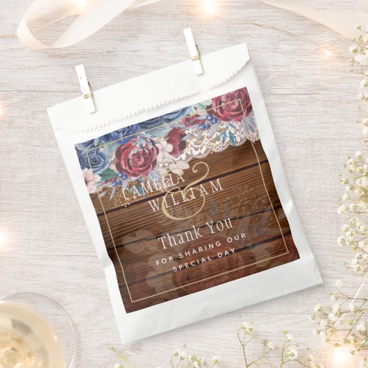 タイムレス素朴ブルーブルゴーニュフローラレース結婚ズ フェイバーバッグ (クリップ留めされた状態)