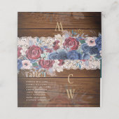 タイムレス素朴ブルーブルゴーニュフローラレース結婚ズ プレイスカード (外部開封)