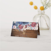 タイムレス素朴ブルーブルゴーニュフローラレース結婚ズ プレイスカード (裏面)