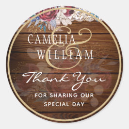 タイムレス素朴ブルーブルゴーニュフローラレース結婚ズ ラウンドシール