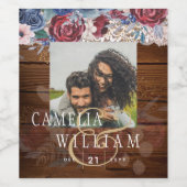 タイムレス素朴ブルーブルゴーニュフローラレース結婚ズ ワインラベル (シングルラベル)