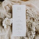 タイムレス結婚つる植物のCrestメニューとありがとう メニュー<br><div class="desc">ボタエレガントンの装飾ヴィンテージモノグラムのベージュ結婚、メニューとサンキューカードの紋章。機能、モダン前面にメニュー付きベージュタイポグラフィ、背面に感謝していメッセージ。</div>