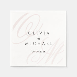 タイムレス結婚のナプキンス名前をカスタムする&日付 スタンダードカクテルナプキン