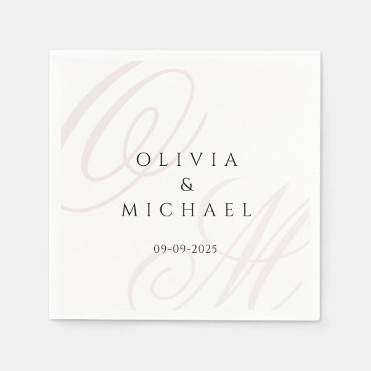 タイムレス結婚のナプキンス名前をカスタムする&日付 スタンダードカクテルナプキン (正面)