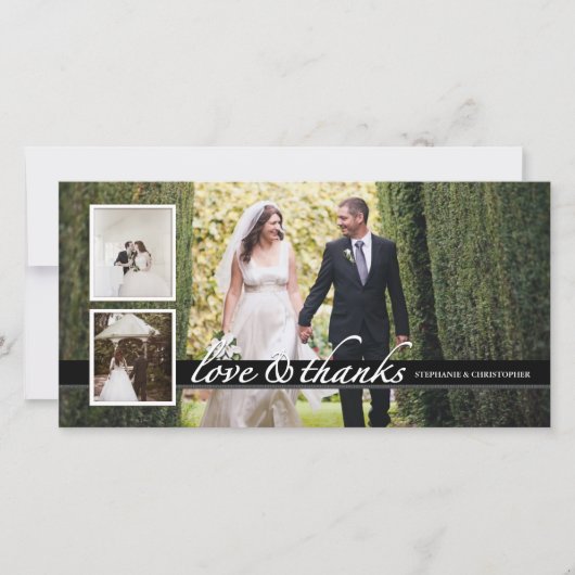 タイムレス結婚シックの3枚のフォトカード サンキューカード (正面)