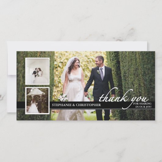 タイムレス結婚シックの3枚のフォトカード サンキューカード (正面)