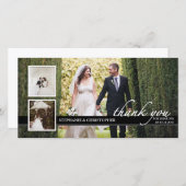 タイムレス結婚シックの3枚のフォトカード サンキューカード (正面/裏面)