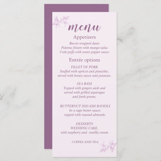 タイムレス結婚フラワーのメニュー メニュー (正面/裏面)