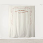 タイムレス結婚フラワーの写真ブース背景 タペストリー (正面)