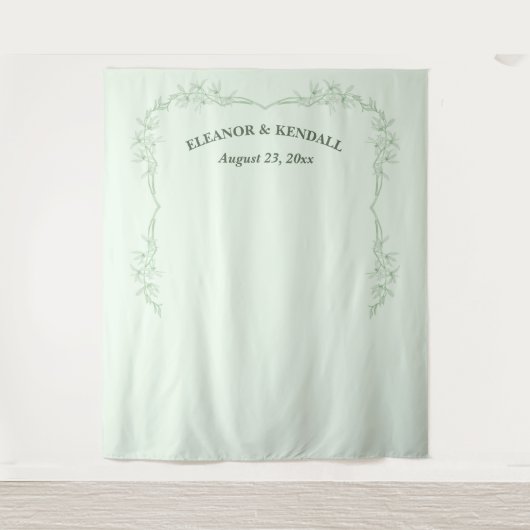タイムレス結婚フラワーの写真ブース背景 タペストリー (正面)