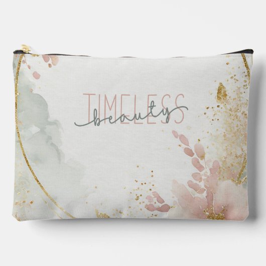 タイムレス美しい – ザララルクセタン&金ゴールド大理石 アクセサリーポーチ (正面)