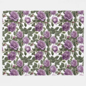 "タイムレス美しい：紫色の地方ヴィンテージバラ" フリースブランケット (正面(横))