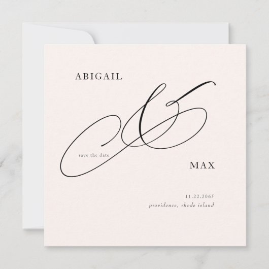 タイムレス赤面スクエアウェディング日付を保存 セーブザデート (正面)