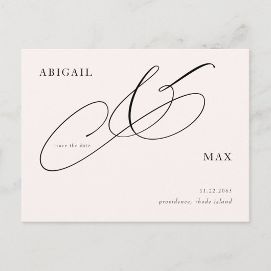 タイムレス赤面結婚式の日付の保存 ポストカード (正面)