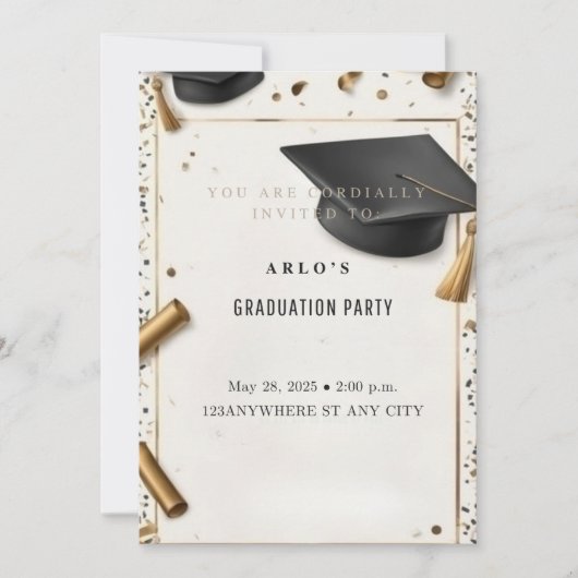 タイムレス達成:エレガント卒業キャップ 招待状 (正面)