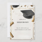 タイムレス達成:エレガント卒業キャップ 招待状 (裏面)