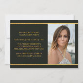 タイムレス金ゴールドグリーンフォト卒業招待状 招待状 (裏面)