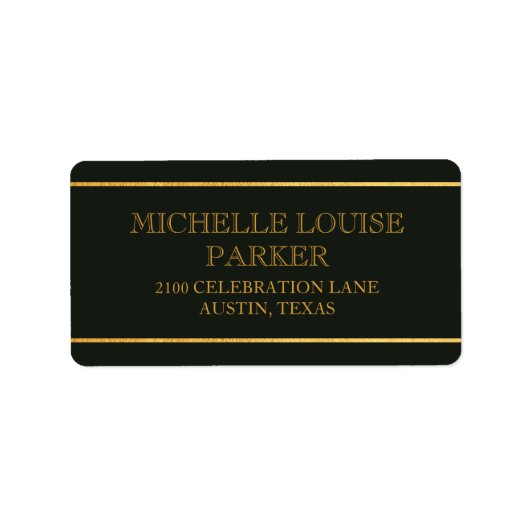 タイムレス金ゴールドダークグリーンパーソナライズされた ラベル (正面)