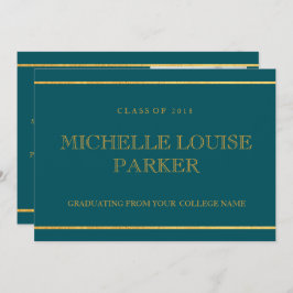 タイムレス金ゴールドティール（緑がかった色）写真卒業招待状 招待状