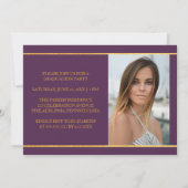 タイムレス金ゴールド紫色の写真卒業招待状 招待状 (裏面)