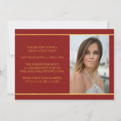 タイムレス金ゴールド(鳥)ショウジョウコウカンチョウレッド卒業招待状 招待状 (裏面)