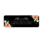 タイムレス開花ミスター&ミセス・ウォーター・カラー・フローラ結婚ズ ラベル (正面)