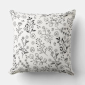 タイムレス開花：手描きフローラエレガンス クッション (正面)