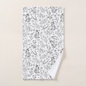 タイムレス開花：手描きフローラエレガンス バスタオルセット (ハンドタオル)